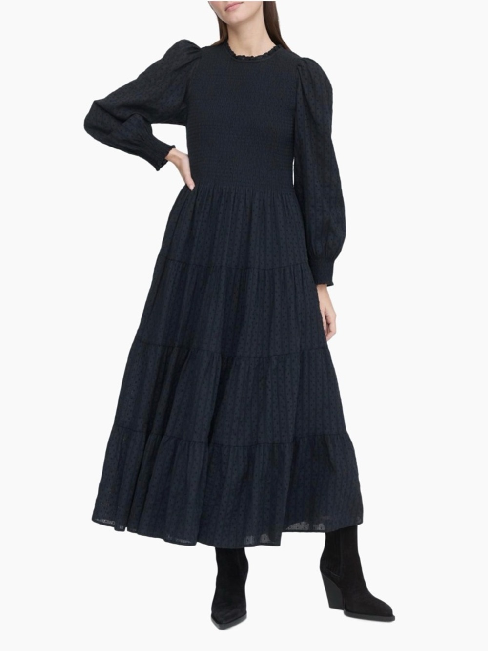 EUC Hill House Home The Viviana Nap Dress in Black Linear Dot size Small Maxi
